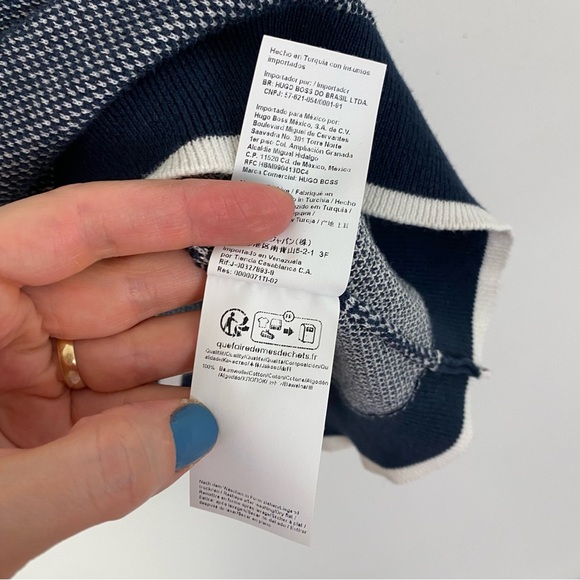 Hugo Boss Sweater Polo Mens Size Medium Navy Blue Short Sleeve Pullover - Picture 7 of 8